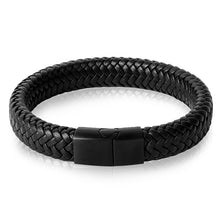 Load image into Gallery viewer, Jiayiqi Punk Men Jewelry Black/Brown Braided Leather Bracelet Stainless Steel Magnetic Clasp Fashion Bangles 18.5/22/20.5cm
