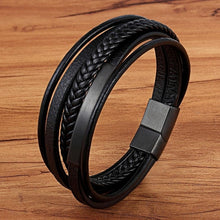 Load image into Gallery viewer, XQNI Wholesale Price Classic Genuine Leather Bracelet For Men Hand Charm Jewelry Multilayer Magnet Handmade Gift For Cool Boys