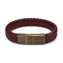 Load image into Gallery viewer, Jiayiqi Punk Men Jewelry Black/Brown Braided Leather Bracelet Stainless Steel Magnetic Clasp Fashion Bangles 18.5/22/20.5cm