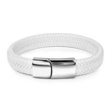 Load image into Gallery viewer, Jiayiqi Punk Men Jewelry Black/Brown Braided Leather Bracelet Stainless Steel Magnetic Clasp Fashion Bangles 18.5/22/20.5cm