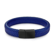 Load image into Gallery viewer, Jiayiqi Punk Men Jewelry Black/Brown Braided Leather Bracelet Stainless Steel Magnetic Clasp Fashion Bangles 18.5/22/20.5cm