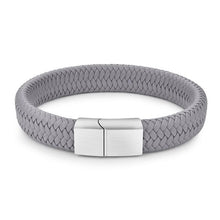 Load image into Gallery viewer, Jiayiqi Punk Men Jewelry Black/Brown Braided Leather Bracelet Stainless Steel Magnetic Clasp Fashion Bangles 18.5/22/20.5cm