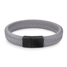 Load image into Gallery viewer, Jiayiqi Punk Men Jewelry Black/Brown Braided Leather Bracelet Stainless Steel Magnetic Clasp Fashion Bangles 18.5/22/20.5cm