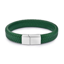 Load image into Gallery viewer, Jiayiqi Punk Men Jewelry Black/Brown Braided Leather Bracelet Stainless Steel Magnetic Clasp Fashion Bangles 18.5/22/20.5cm