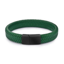 Load image into Gallery viewer, Jiayiqi Punk Men Jewelry Black/Brown Braided Leather Bracelet Stainless Steel Magnetic Clasp Fashion Bangles 18.5/22/20.5cm